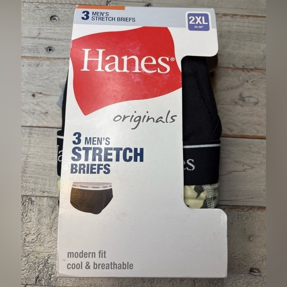 Hanes Men's Briefs 3 Pair New Underwear Size 2XL (44-46")Stretch Cool Modern